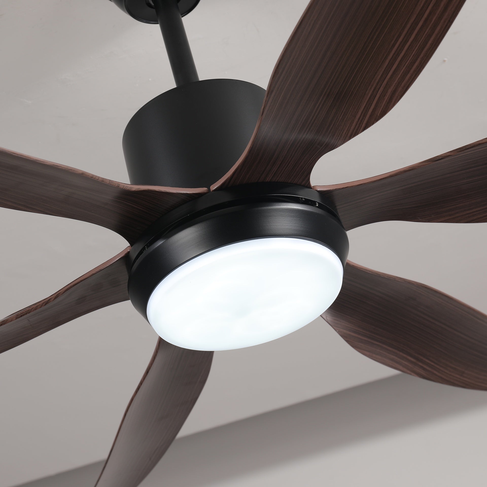6 PCS ABS Blades  56 Ceiling Fan With Light Kit 3 Color LED Light Source, DC 6 Speed ,Remote Control Ceiling Fan  for Patio Living Room, Bedroom, Office,Indoor.(( Matte Black  )