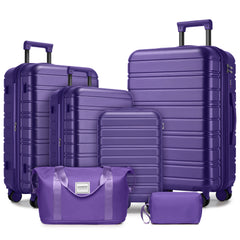 Luggage Sets 6 Piece with Duffel Bags, Hardside Expandable Suitcases with Spinner Wheels, Grape Purple