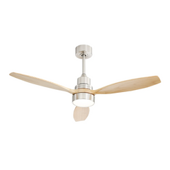 52 Inch Integrated LED Ceiling Fan with Light and Remote Control Solid Wood Blades for Living Room