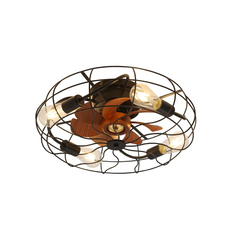 Industrial Style 20 Inch Ceiling Fan With Matte Black 6 Speed Wind E26 Remote Control Reversible DC Motor For Bedroom