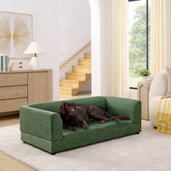 Comfortable Oversized Pet Sofa for Medium/Large Dogs - Modern Rectangular Design with Backrest, Armrests & Soft Cushion -OLIVE GREEN(56.5"*26"*17")