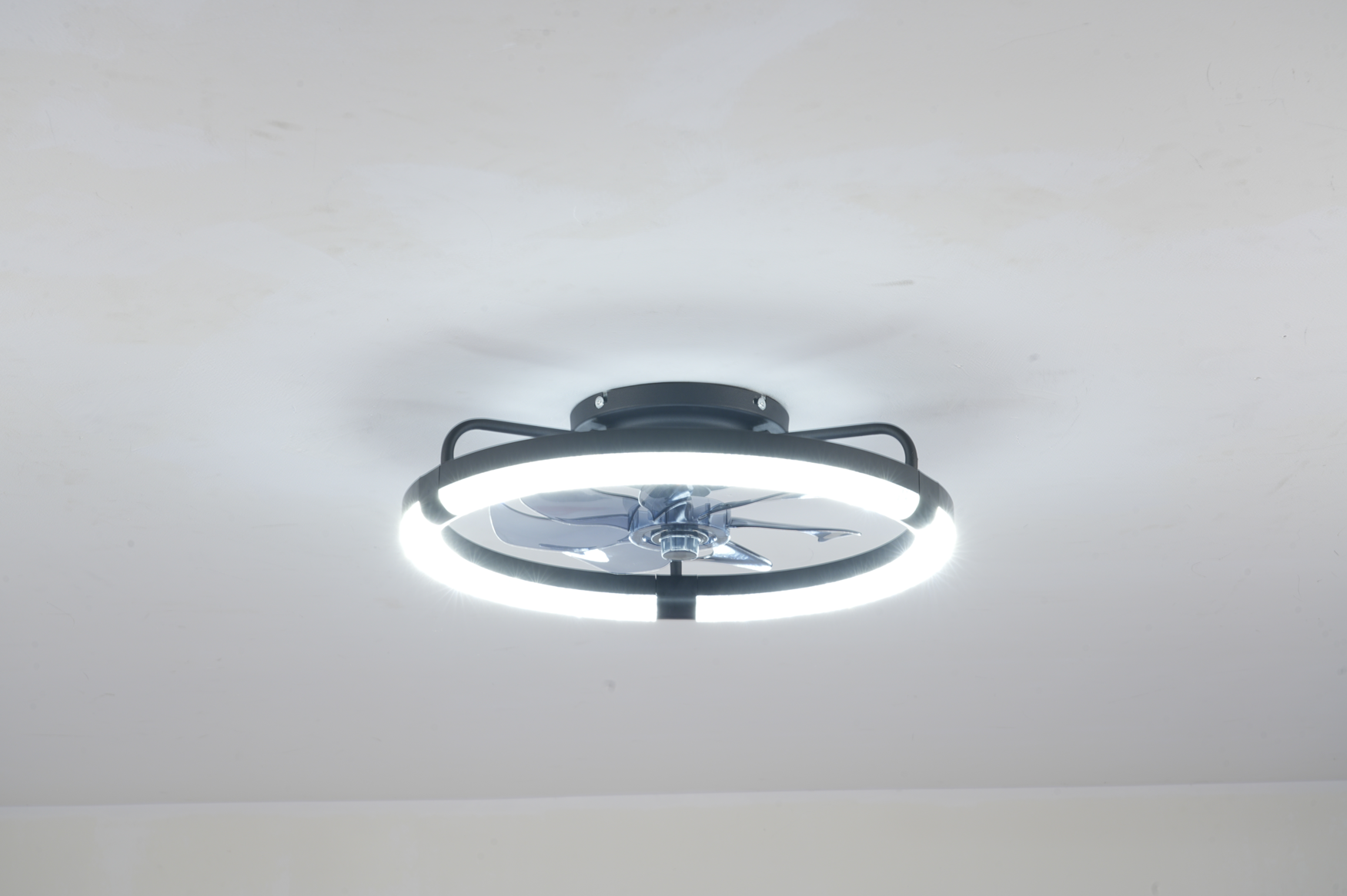 20" Ceiling Fans with Kit ,LED Light Source and Remote Control, 3000-6500K Dimmable Modern Flush Mount LED Fan Light, 6 Speeds, Quiet DC Motor For Living room, Bedroom,Kitchen----Matte Black