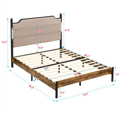 King  Bed Frame , Upholstered headboard  with Charging  and Touch sensitive LED Lights, Under Bed Storage, No Box Spring Needed,Noise Free