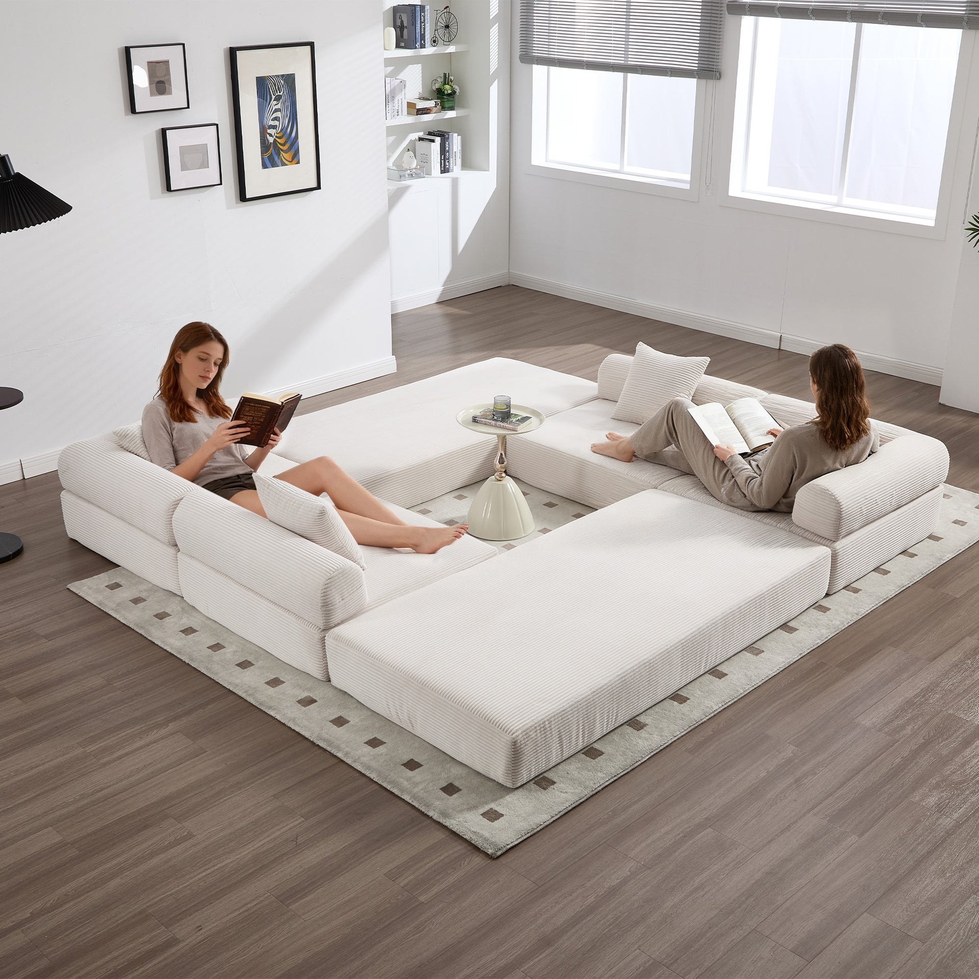 UNITED WE WIN convertible folding sofa bed, with fixed frame and pillow back handrail, cloud corduroy folding mattress sofa, folding memory foam bed in living room/dormitory/guest room/home office/apt