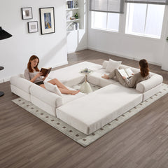 UNITED WE WIN convertible folding sofa bed, with fixed frame and pillow back handrail, cloud corduroy folding mattress sofa, folding memory foam bed in living room/dormitory/guest room/home office/apt