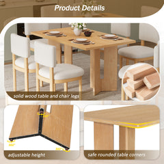 TREXM Farmhouse Wood Dining Table, 60" Rectangular Dining Table with Cutout Table Legs for Dining Room, Kitchen and Living Room (Natural Wood Wash)
