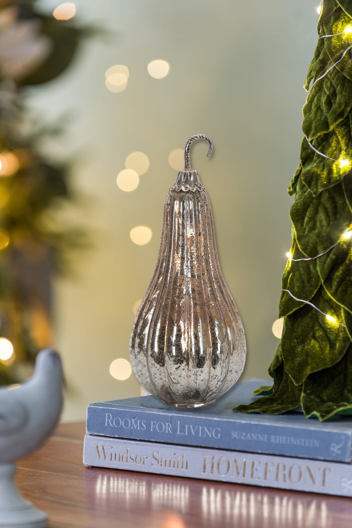6.5x6.5x15" Foil Glass Lustre Mercury Gourd, Ornament Decor for Holiday Harvest Festival Fall Festival & Thanksgiving