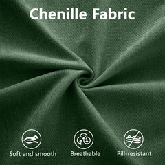 Elegant Green Chenille  Sofa with Storage Seat, Cylindrical Backrest and Armrests, Contemporary 3-Seater Fabric Couch with Hidden Storage Compartment