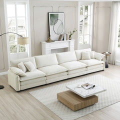 Corduroy Sofa , Modern Upholstered 4 Seater Corduroy Fabric Sofa , Office Living Room Apartment Comfortable Sofa, Easy to Assemble with 2 Arm Pillows and 4 Throw Pillows