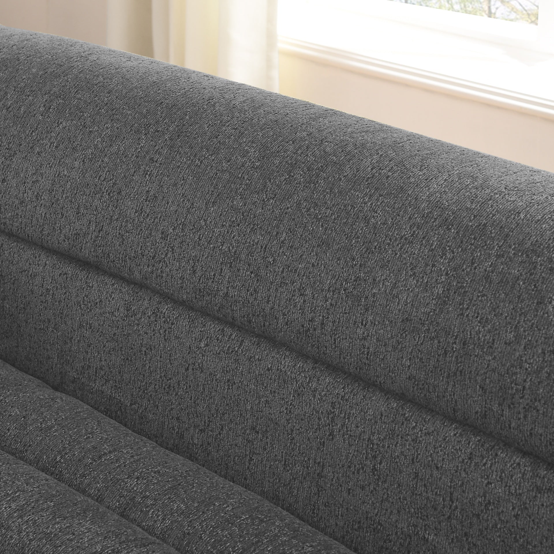 106" L-Shaped Modular Sectional Sofa with Chaise for Living Room, Chenille Upholstered Boneless Couches with Wave-Shaped Armrest, No Pillows Included