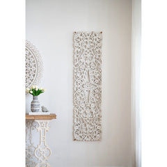 59.8x15.7x1.4" Distressed Floral Vine Panel, Decorative Wall Sculpture