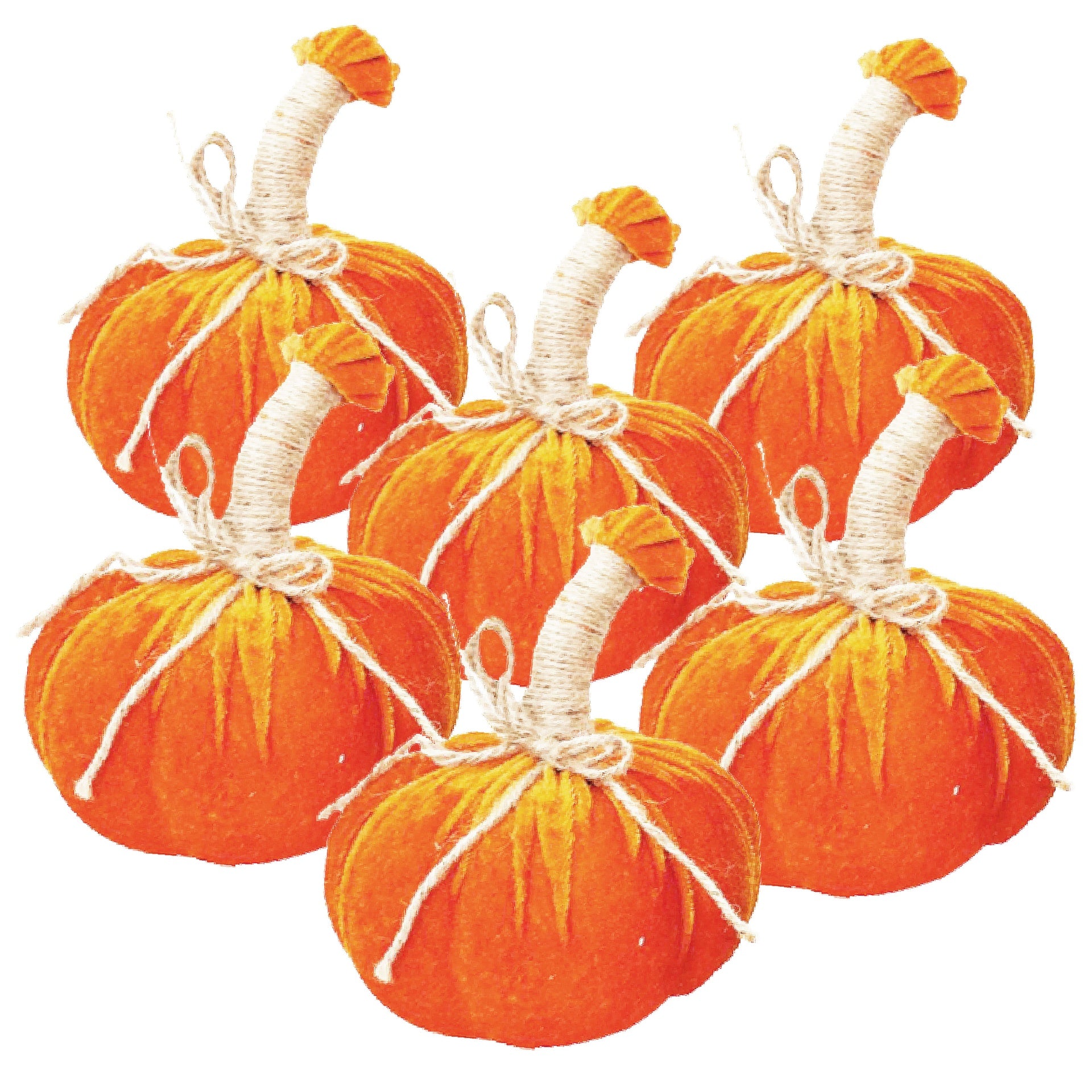 5x7" Md Pumpkin Ornament, Set of 6  for Holiday Harvest Festival Fall Festival & Thanksgiving