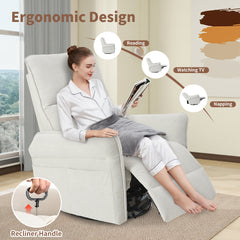 360° Swivel Rocker Recliner Chair,Swivel Nursery Rocking Chair w/Pull Ring,Glider Chair,Modern Rocking Swivel Recliner Chair for Bedroom,Living Room Chair Home Theater Seating(Fabric Gray+360°Swivel )