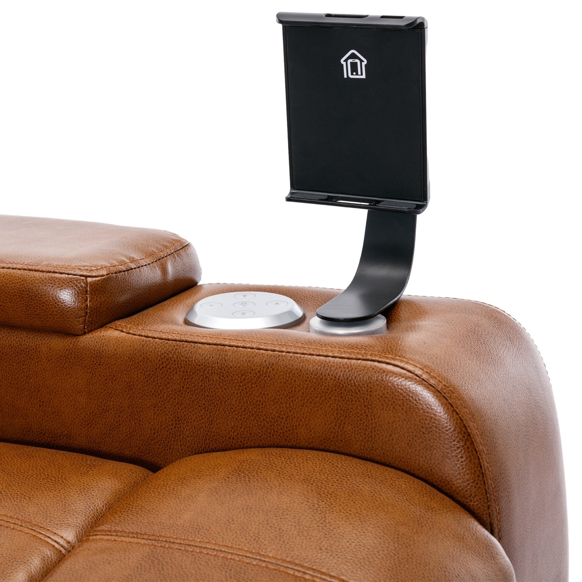 Power Motion Recliner Electric Power Recliner with USB Charging Port, Hidden Arm Storage, Convenient Cup Holder and Bluetooth Speaker,  Light  Brown