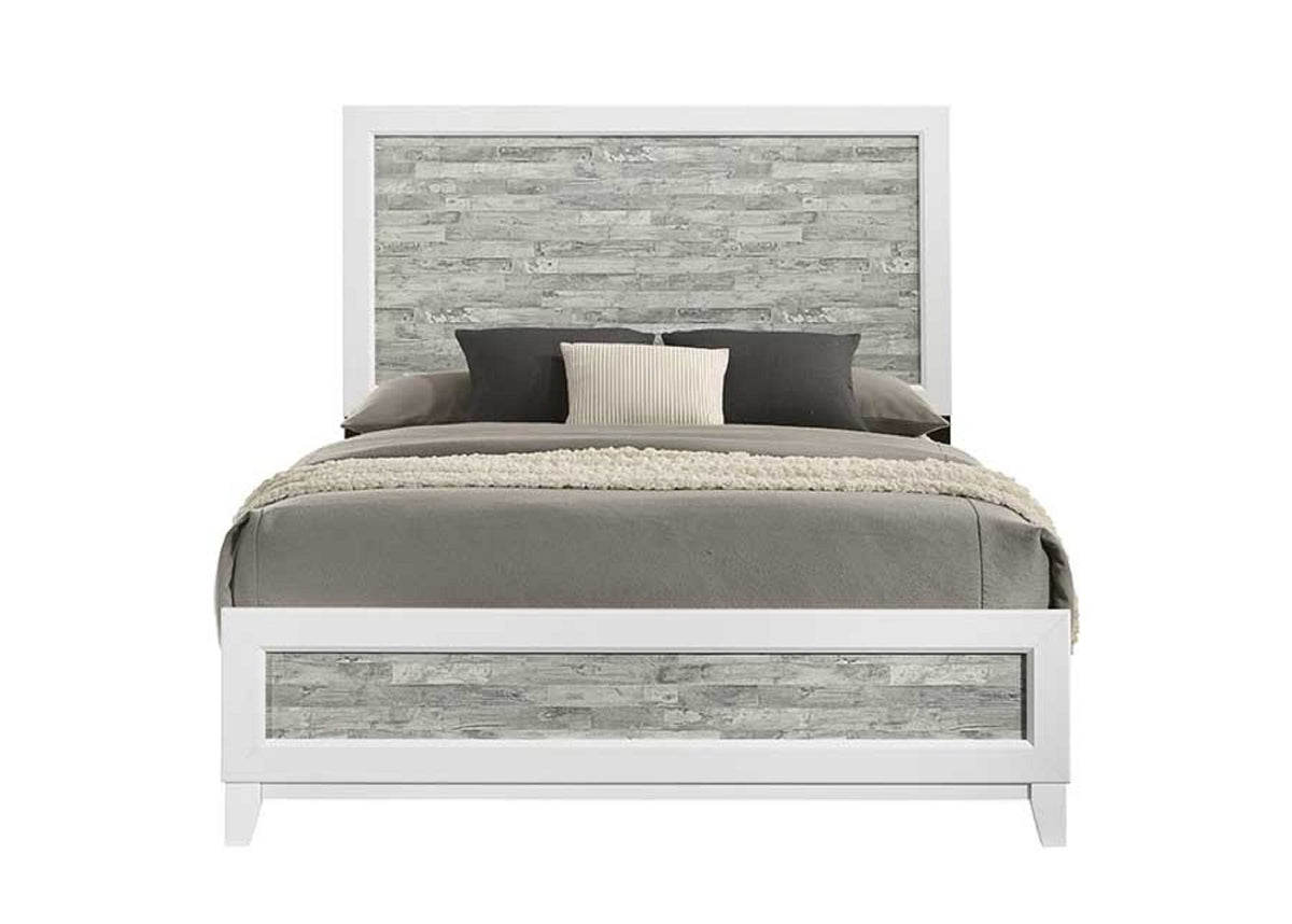 Modern/Contemporary Style Queen Panel Bed 1pc Gray & White Finish Wooden Bedroom Furniture Headboard Footboard