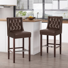 30.5 Inch Seat Height Bar Stool,  PU Upholstery with Back & Metal Footrest, Counter Stool for Kitchen Island,Dark Brown