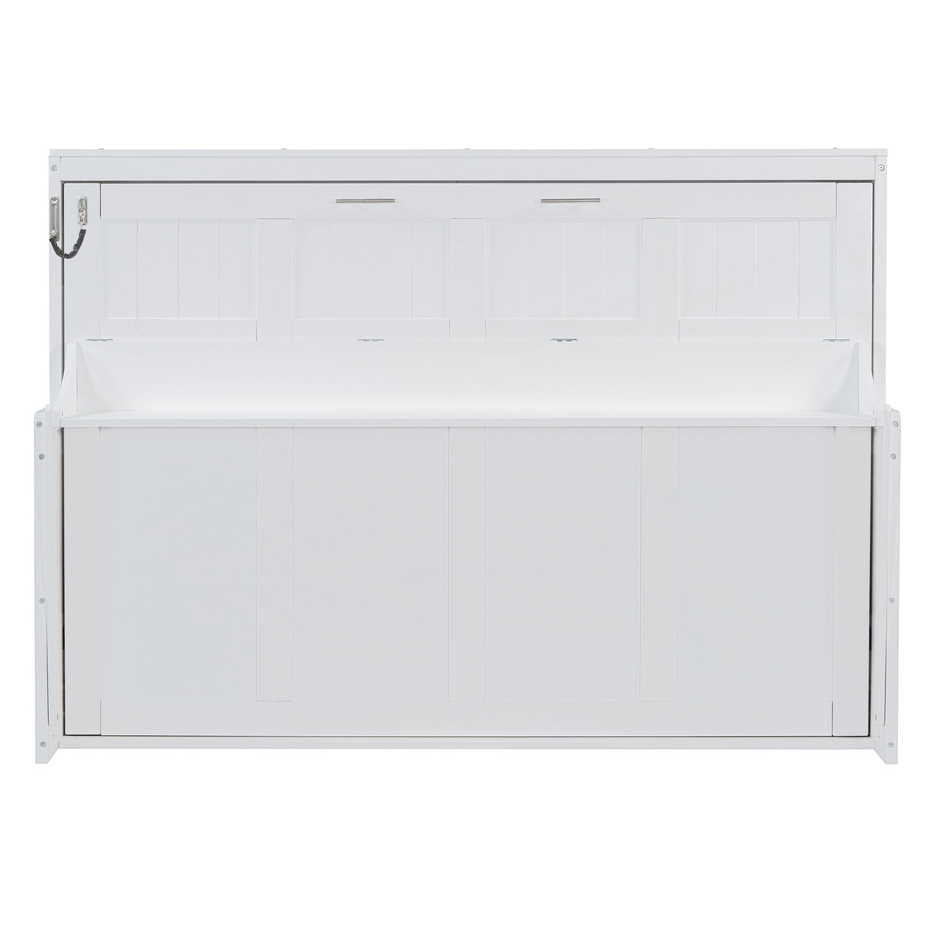 Full Size Murphy Bed with Hydraulic Lift & Desk Design, White