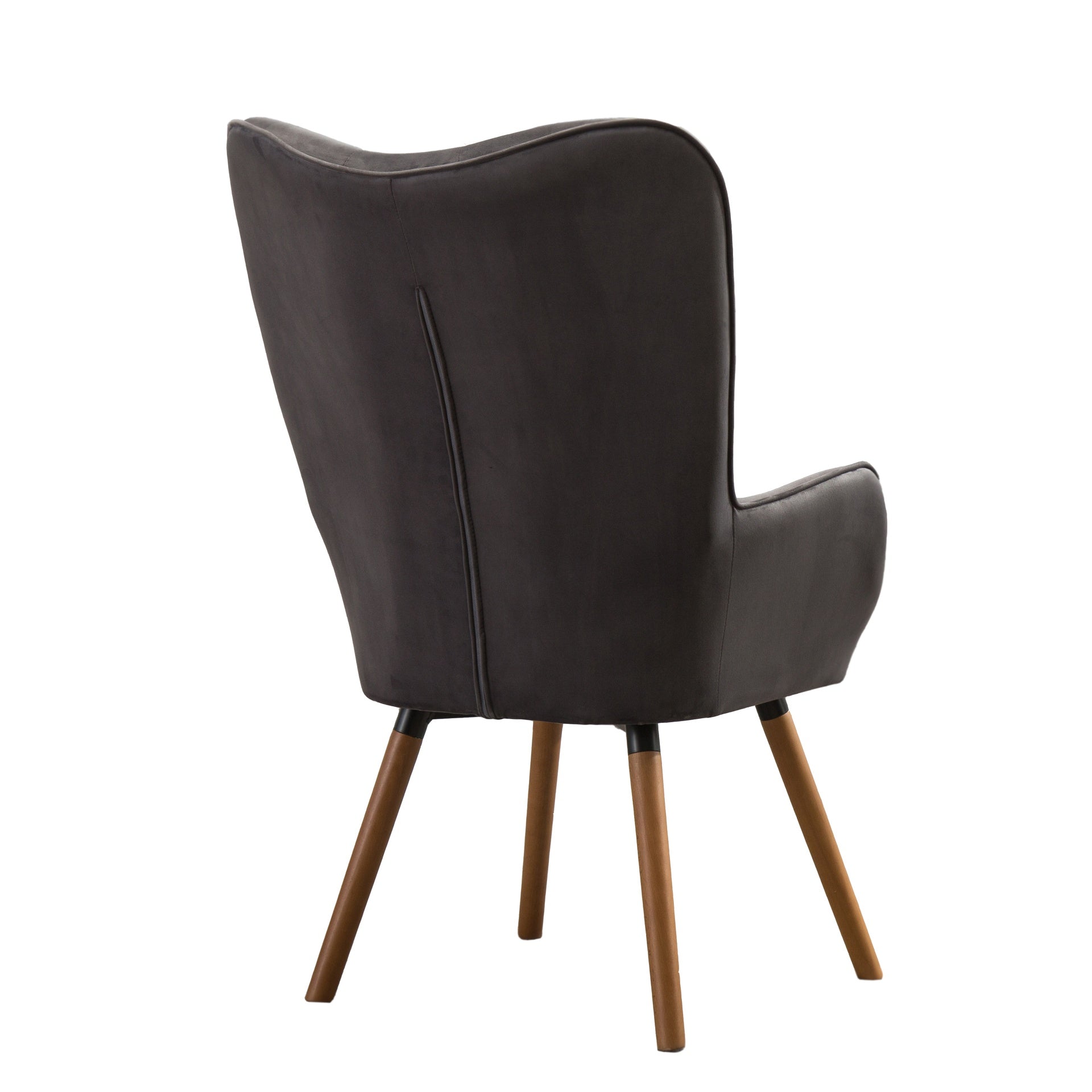 Doarnin Contemporary Silky Velvet Tufted Button Back Accent Chair, Gray