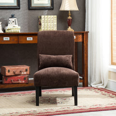 Pisano Contemporary Chenille Fabric Armless Accent Chair with Pillow, Chocolate