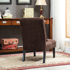 Pisano Contemporary Chenille Fabric Armless Accent Chair with Pillow, Chocolate