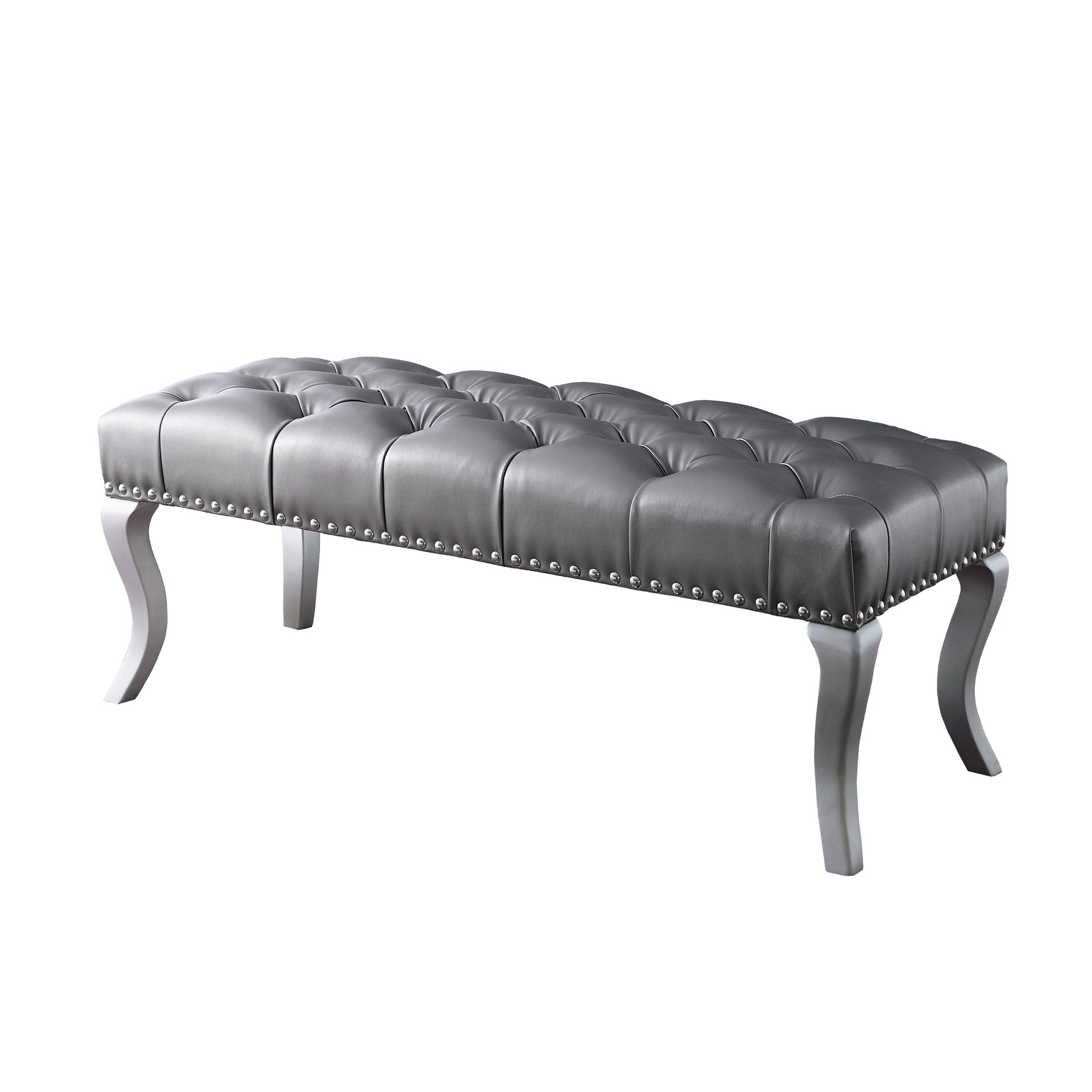 Decor Maxem Tufted FabricUpholstered Bench with Nailhead Trim