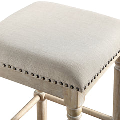 Arnhem Wood Upholstered Bar Stools, Set of 2, Tan