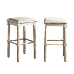 Arnhem Wood Upholstered Bar Stools, Set of 2, Tan