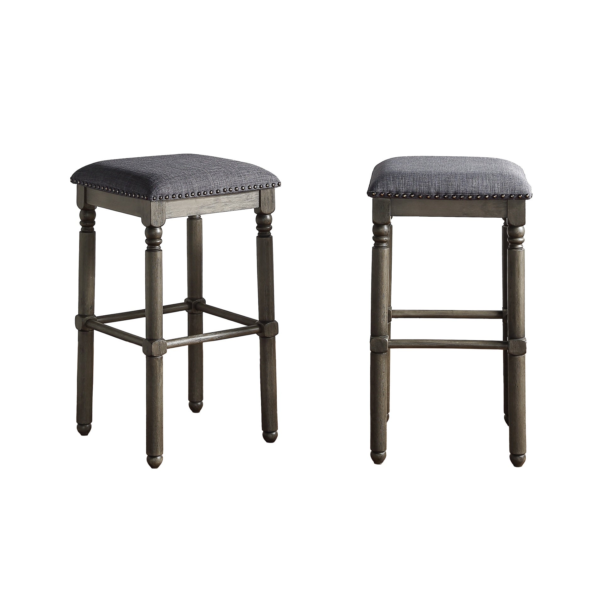 Arnhem Wood Upholstered Bar Stools, Set of 2, Grey
