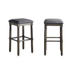 Arnhem Wood Upholstered Bar Stools, Set of 2, Grey