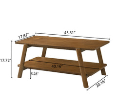 Metz Mid-Century Modern Wood Shelf Coffee Table, Walnut Finish