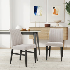 Roundhill Furniture Wendell Contemporary Upholstered Dining Chairs, Set of 2, Tan