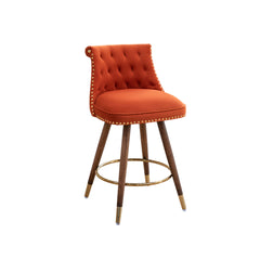Roundhill Furniture Elvara Set of 2 Button-Tufted Counter Stools with Nailhead Trim - Orange