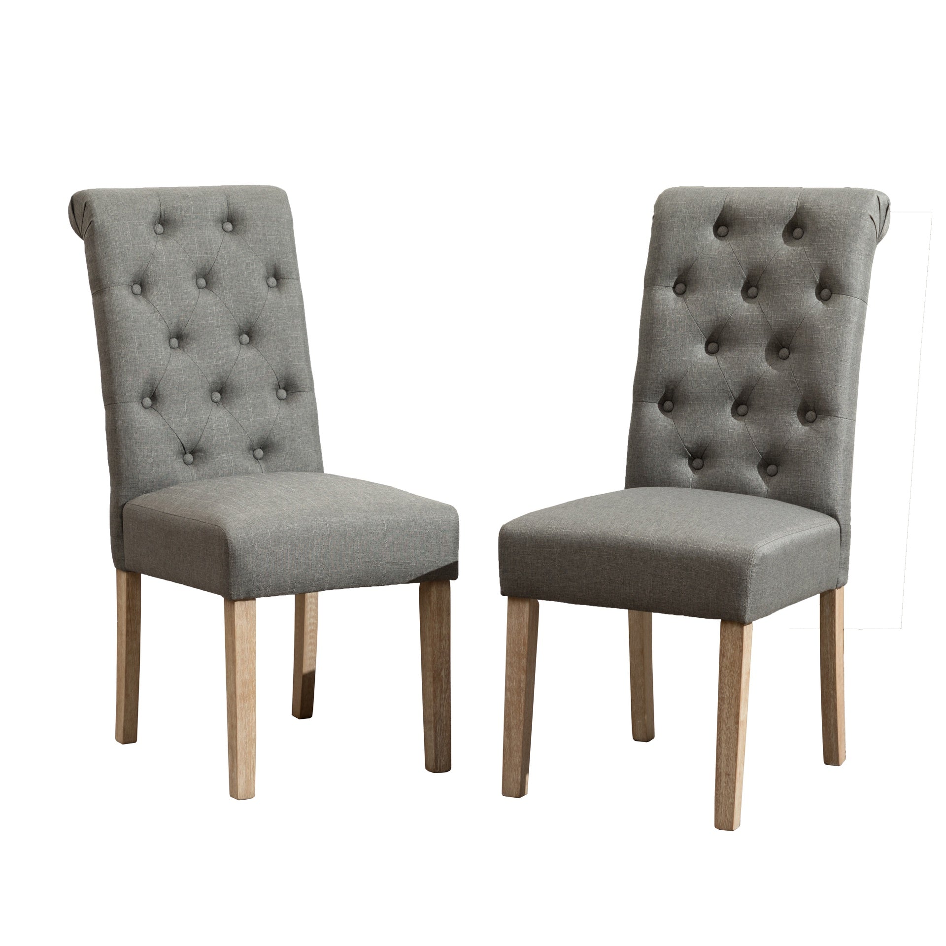 Amonia 7-piece Dining Set, Turned-Leg Dining Table with 6 Tufted Chairs