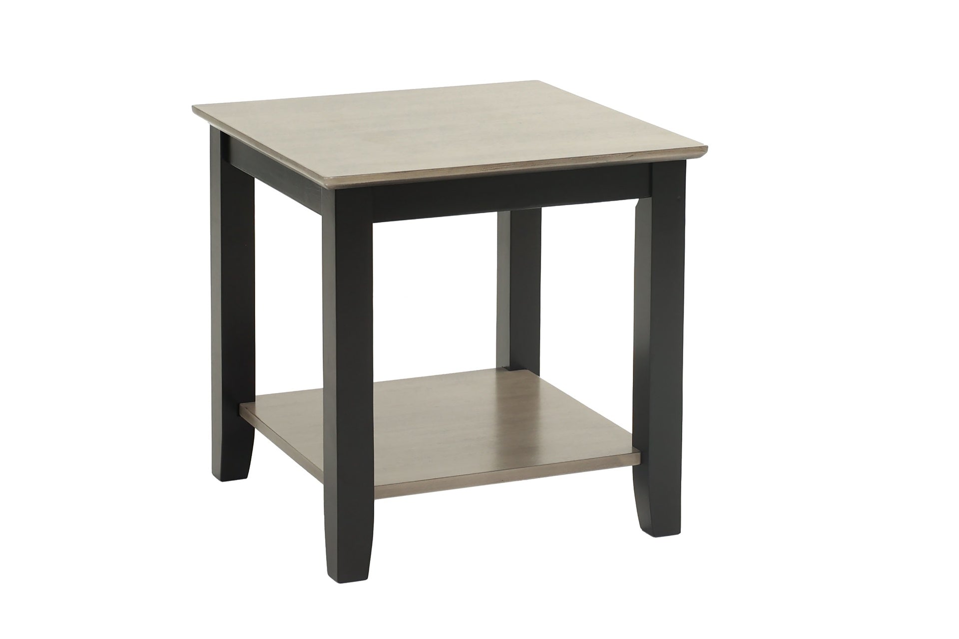 Modern Gray / Black Two Tone Finish 1pc End Table Under-Table Shelf Storage Living Room Rubberwood Walnut Veneer