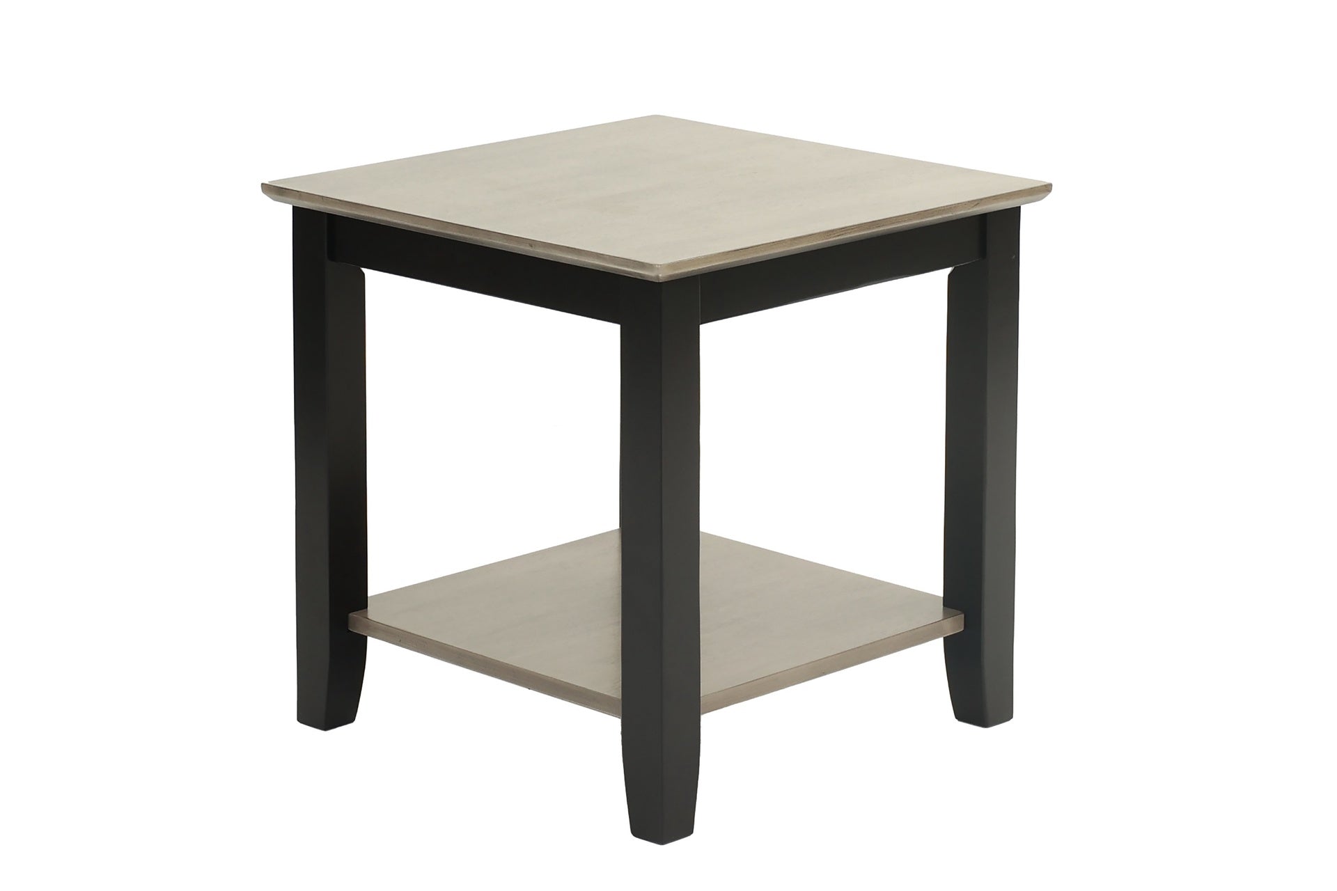 Modern Gray / Black Two Tone Finish 1pc End Table Under-Table Shelf Storage Living Room Rubberwood Walnut Veneer