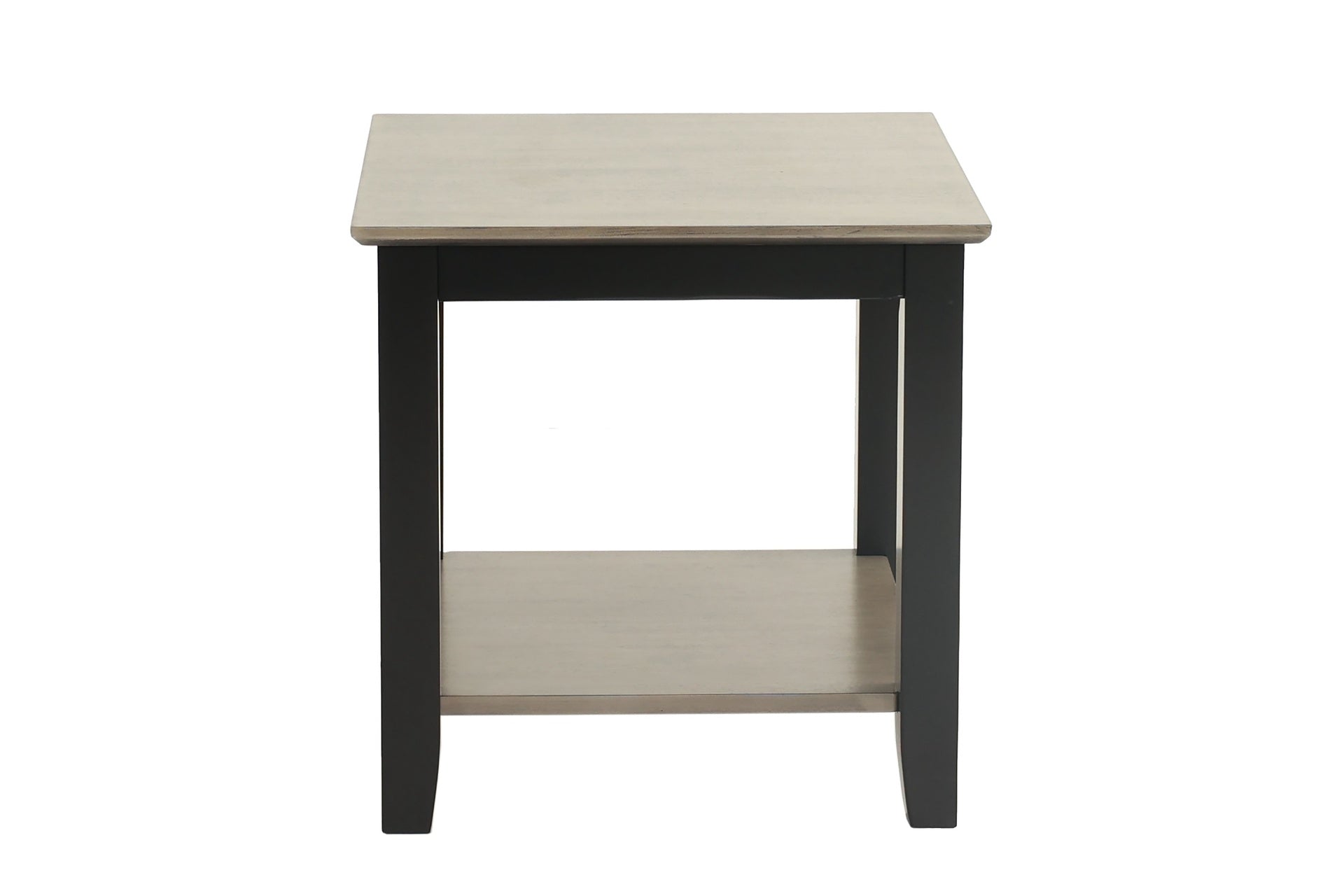 Modern Gray / Black Two Tone Finish 1pc End Table Under-Table Shelf Storage Living Room Rubberwood Walnut Veneer