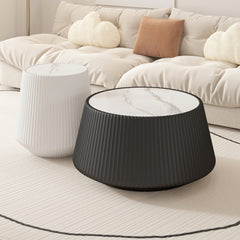 Light Sintered stone Top Cup Shape Leather Coffee modern Sofa Table for Living Room furniture ( Each tabletop has a unique grey pattren)