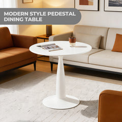 31.5inch Mid-Century Modern Pedestal Table, Multi-Functional Dining Table for 4-6 People & Large Coffee Table, White MDF Top for Living Room, Kitchen, Office
