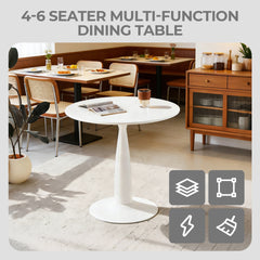 31.5inch Mid-Century Modern Pedestal Table, Multi-Functional Dining Table for 4-6 People & Large Coffee Table, White MDF Top for Living Room, Kitchen, Office