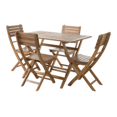 Natural 5-Piece Wood Outdoor Patio Dining Set,Natural Stained