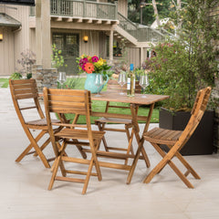 Natural 5-Piece Wood Outdoor Patio Dining Set,Natural Stained