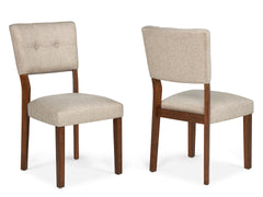 Mid-century Modern 5pc Dining Set Rectangular Table Warm Wood Finish Upholstered Chair Brown Wooden Dining Room Furniture