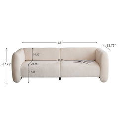 Tonson 83" 3-Seater Boucle Sofa,Wave Design, Living Rooms,Bedrooms,Apartment Office,BEIGE