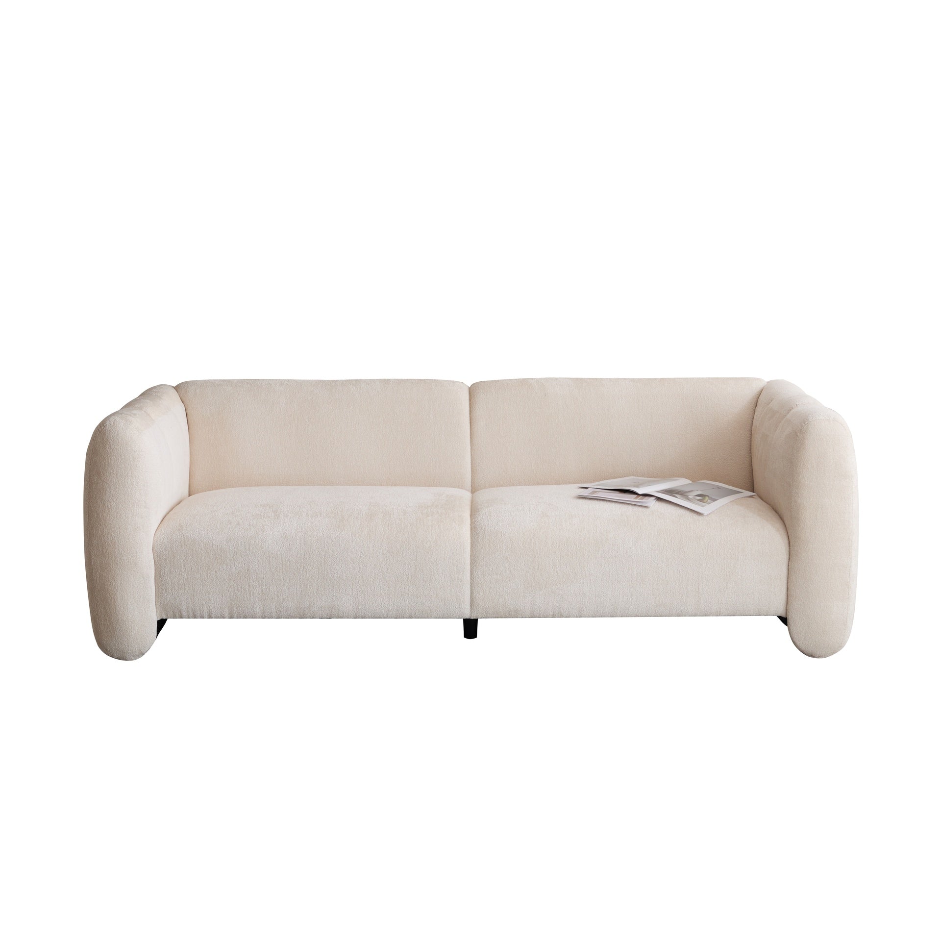 Tonson 83" 3-Seater Boucle Sofa,Wave Design, Living Rooms,Bedrooms,Apartment Office,BEIGE