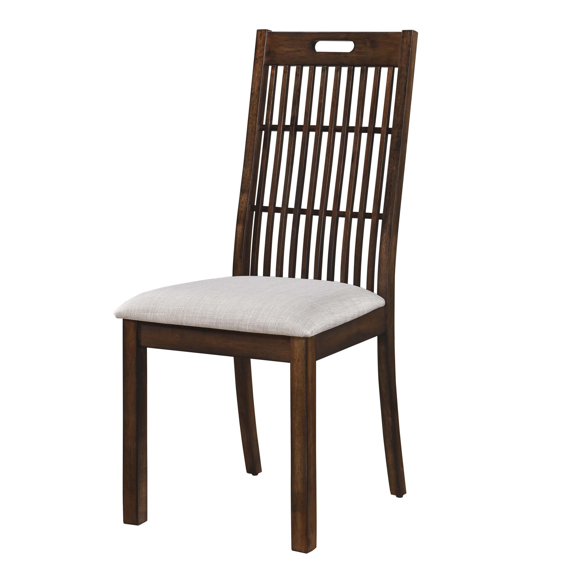 Set of 2 Rustic Dining Chairs, Farmhouse Side Chairs with Slatted Back, Upholstered Seat, Weathered Wood Finish, Easy Assembly