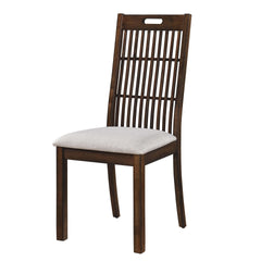 Set of 2 Rustic Dining Chairs, Farmhouse Side Chairs with Slatted Back, Upholstered Seat, Weathered Wood Finish, Easy Assembly