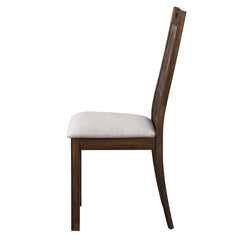 Set of 2 Rustic Dining Chairs, Farmhouse Side Chairs with Slatted Back, Upholstered Seat, Weathered Wood Finish, Easy Assembly