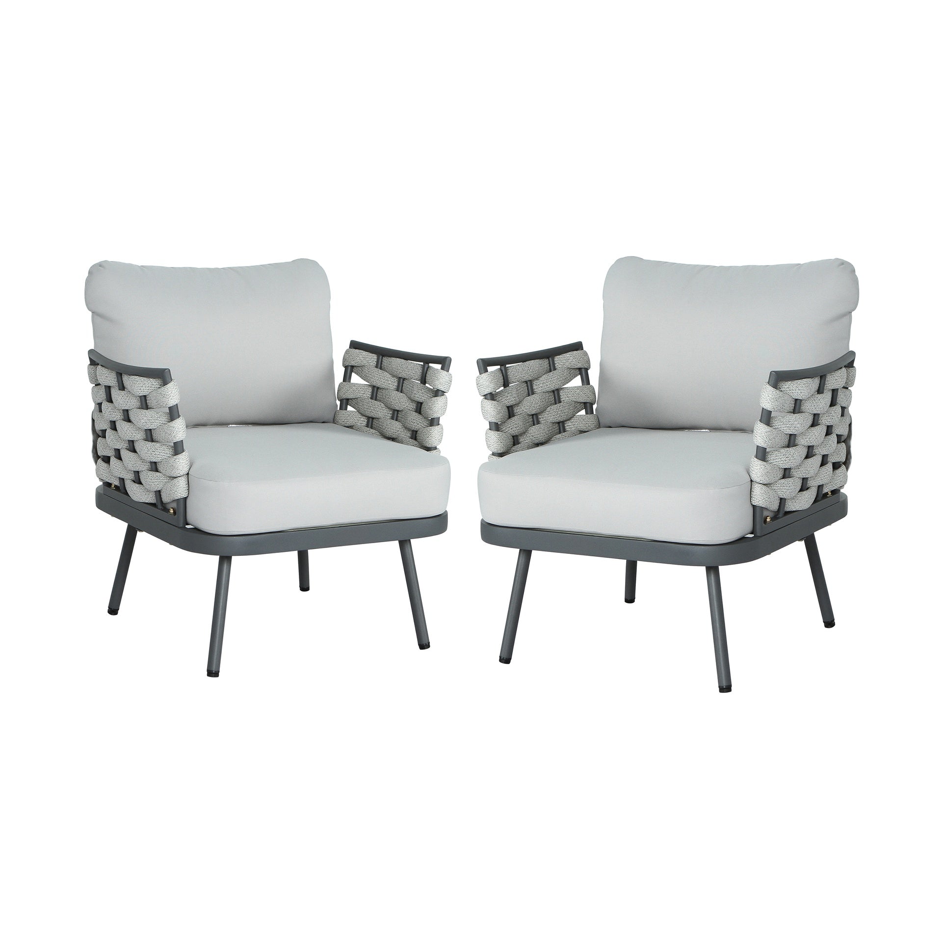 Mariano Steel Club Chair Set of 2, Grey