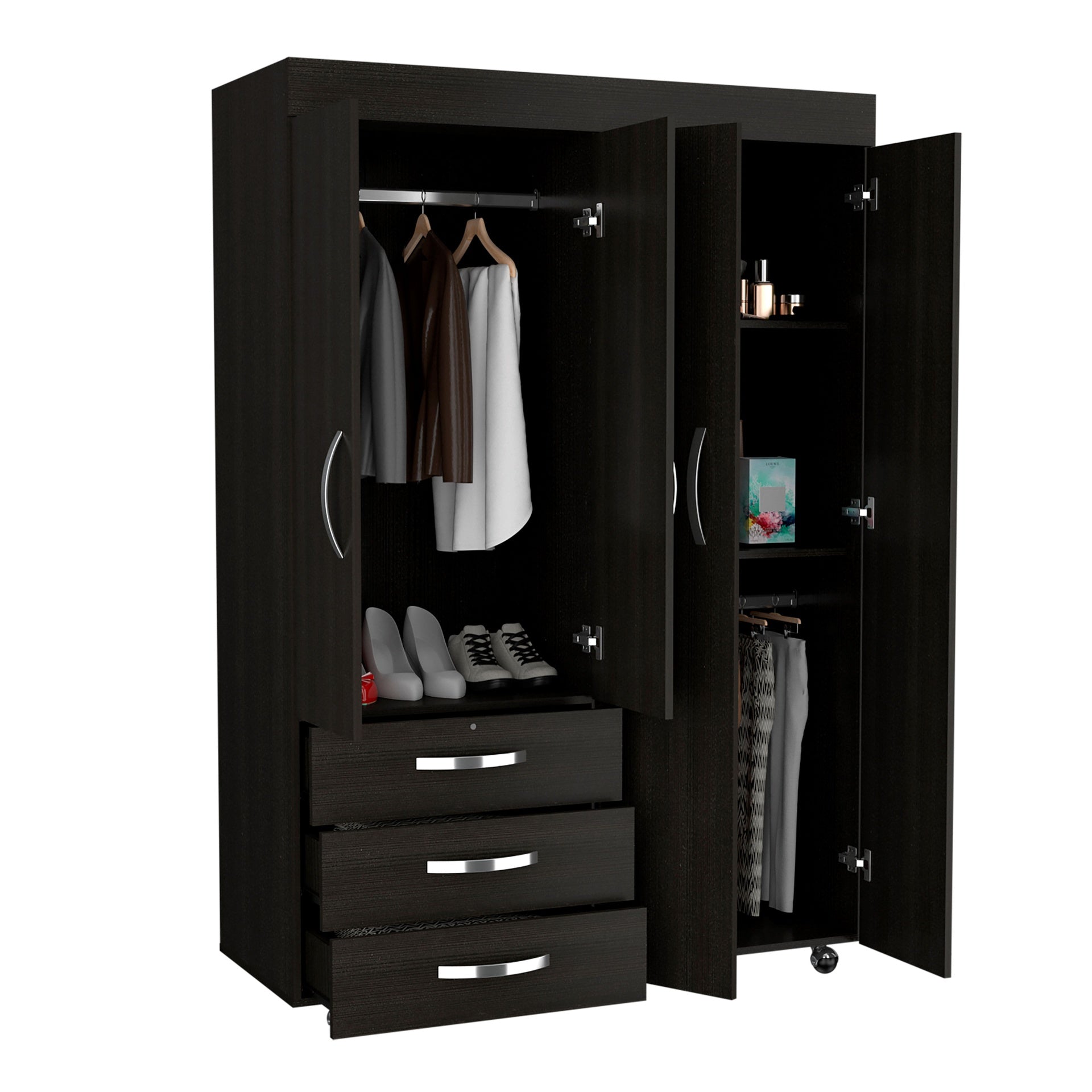 Mobile Armoire Velvet, Bedroom, Black