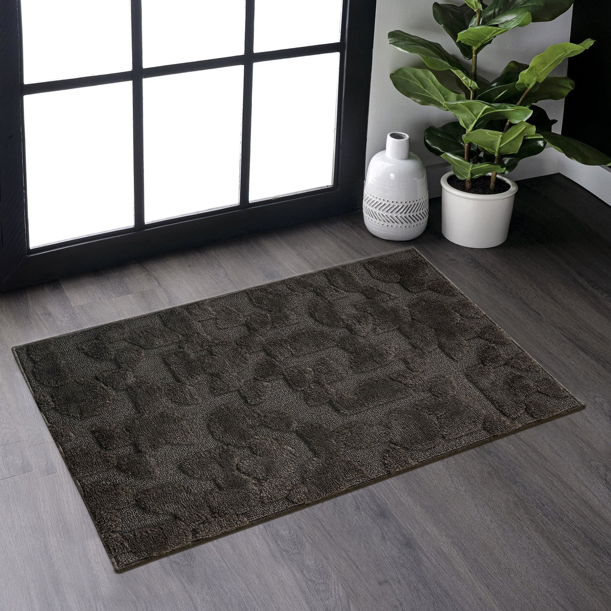 Step Collection High-Low Brown Indoor Area Rug, 2'x3', Modern, Contemporary, Geometric, Bohemian, Bedroom, Kitchen, Living Room, Doormat, Non Shedding Carpet